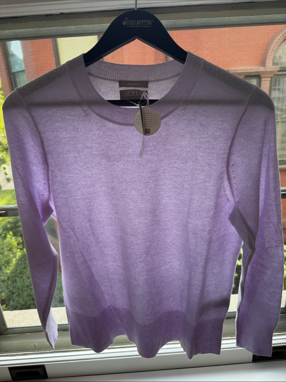 NWT J.Crew 100% Cashmere Classic-Fit Crewneck Sweater Pale lavender S